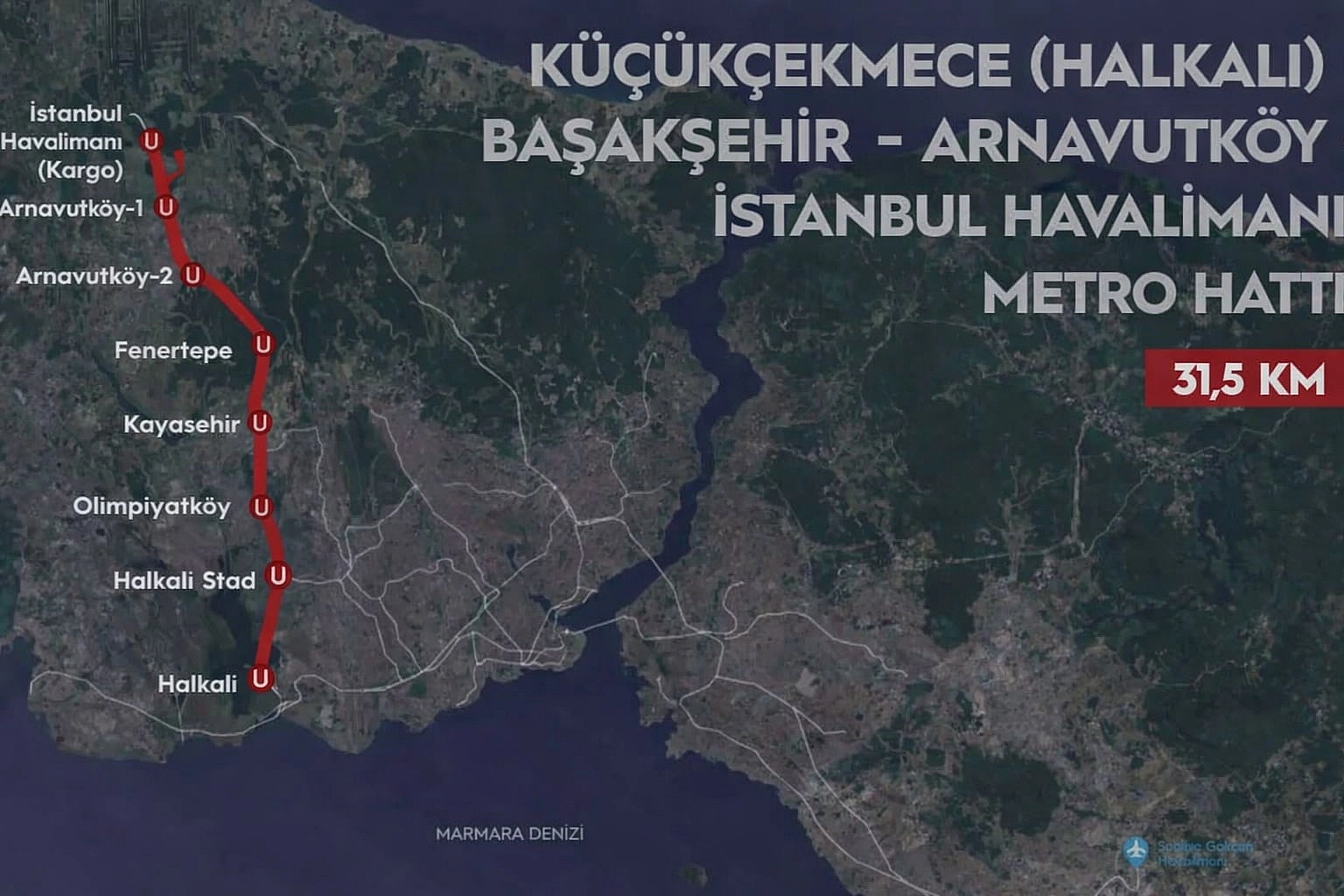 Халкалы — Стамбул әуежайы метро желісі толықтай 2026 жылы ашылады (M11 метро желісі)